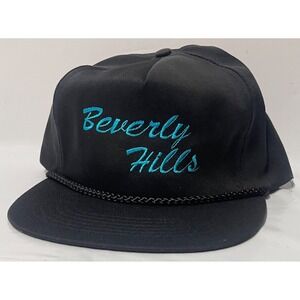 BEVERLY HILLS CAP BLACK TEAL WITH ROPE OTTO CAP VINTAGE